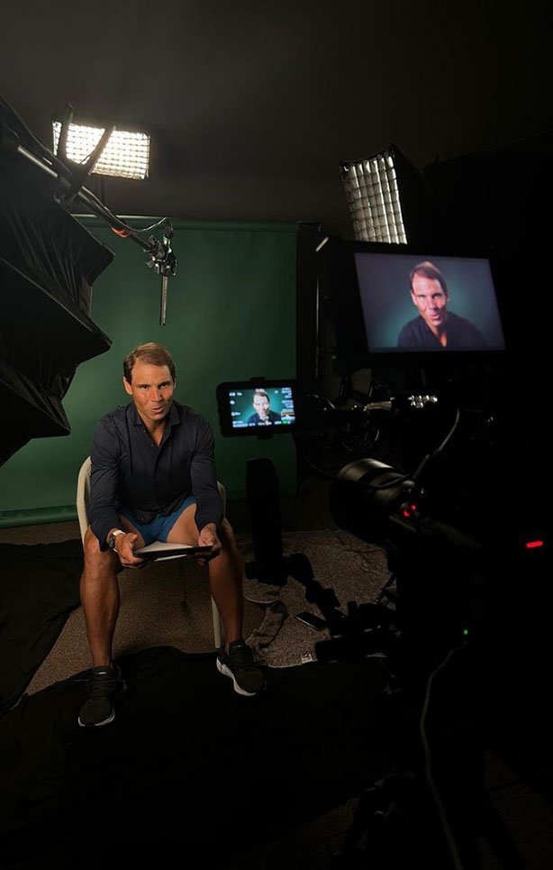 On set with Rafael Nadal